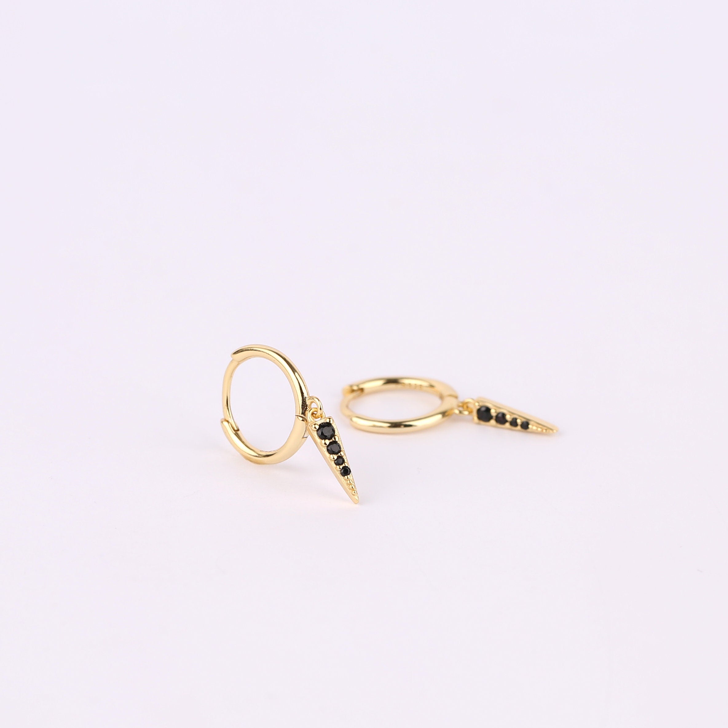 Sterling Silver Spike Dangle Hoop Earrings