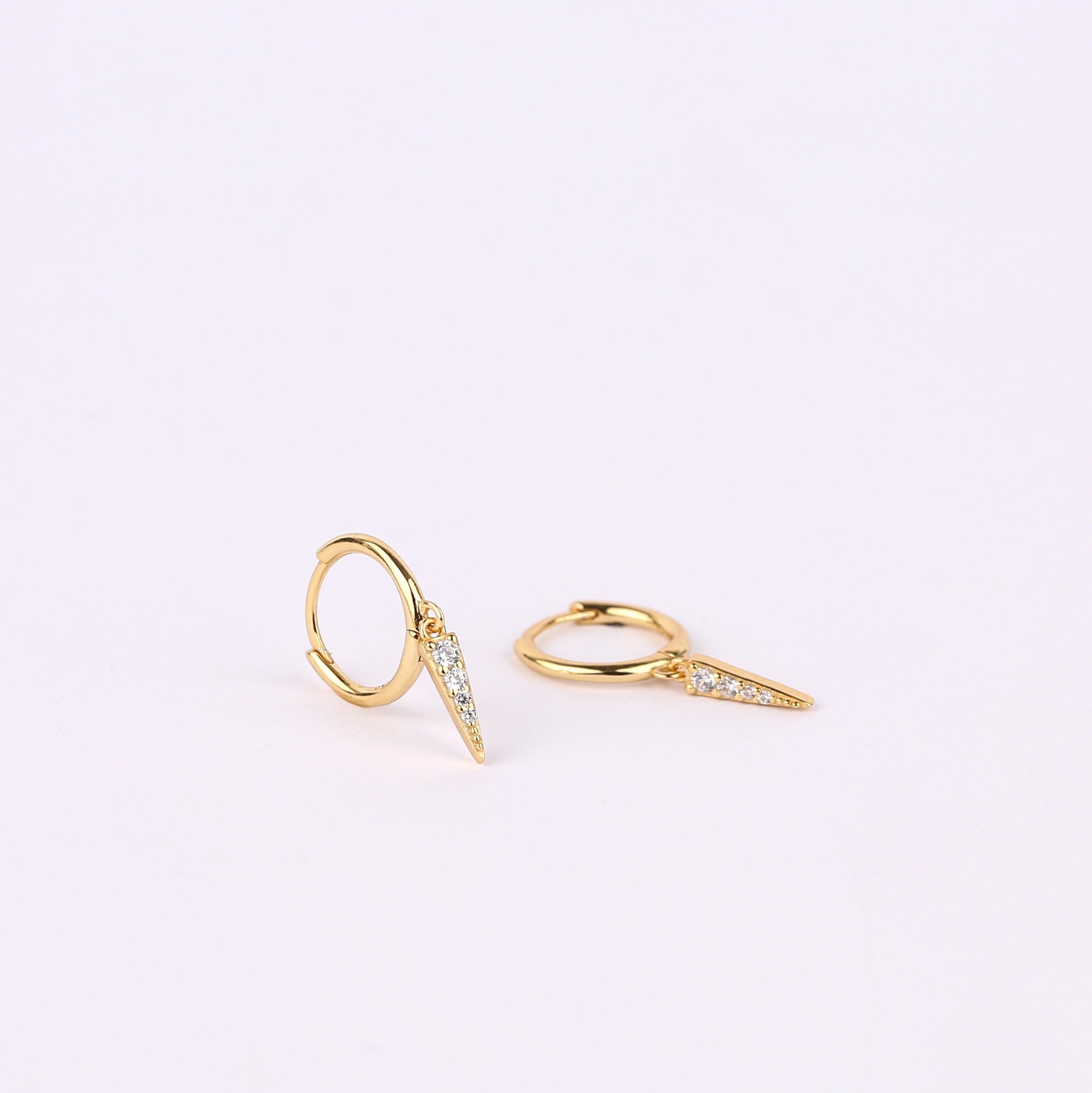 Sterling Silver Spike Dangle Hoop Earrings