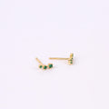 Emerald CZ Sterling Silver Climber Stud Earrings