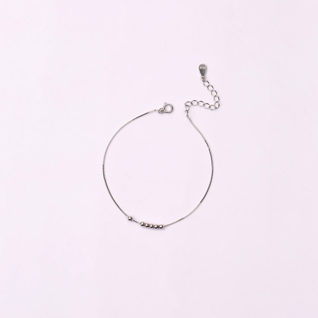 Dainty Gold Beaded Ball Satellite Chain Bracelet: 925