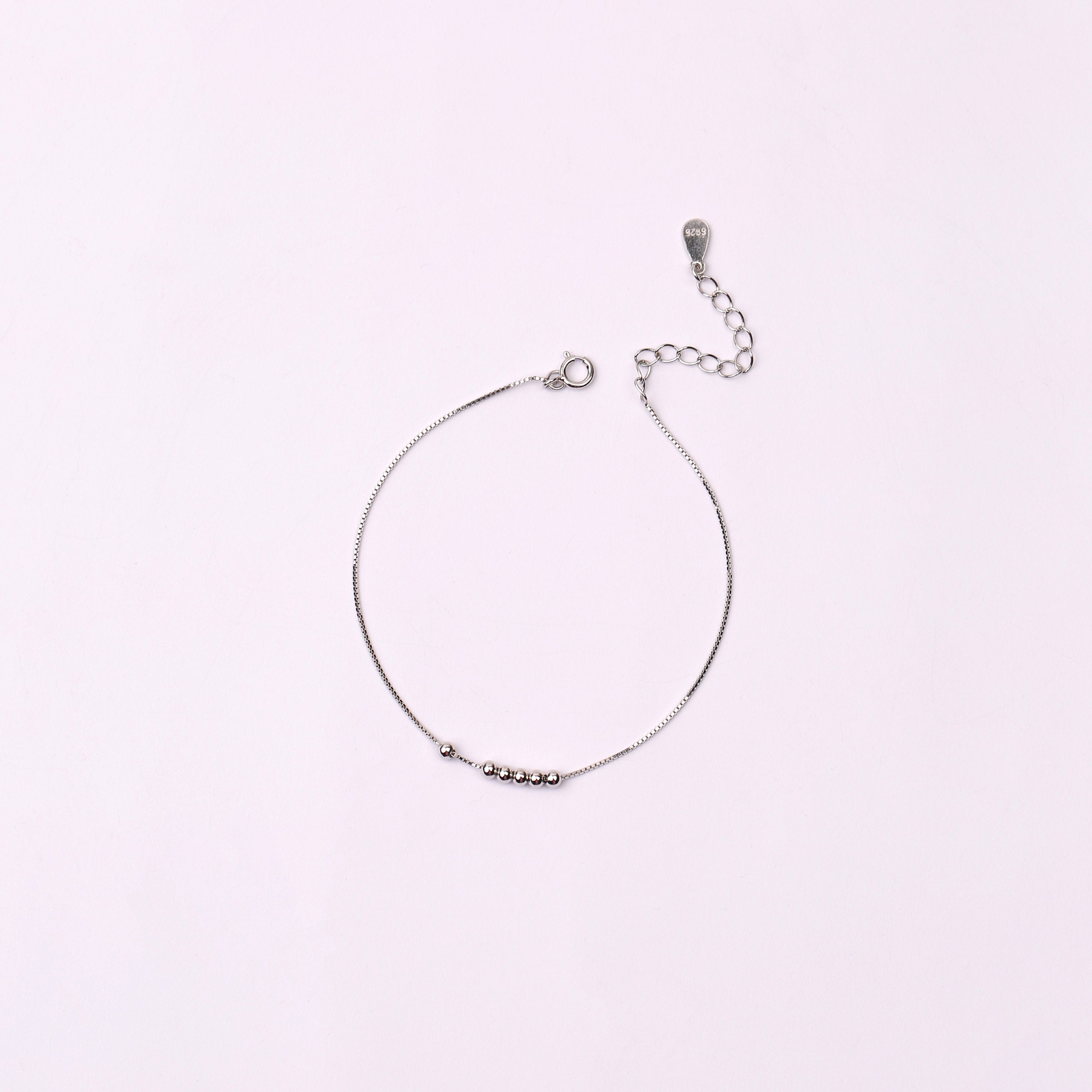 Dainty Gold Beaded Ball Satellite Chain Bracelet: 925