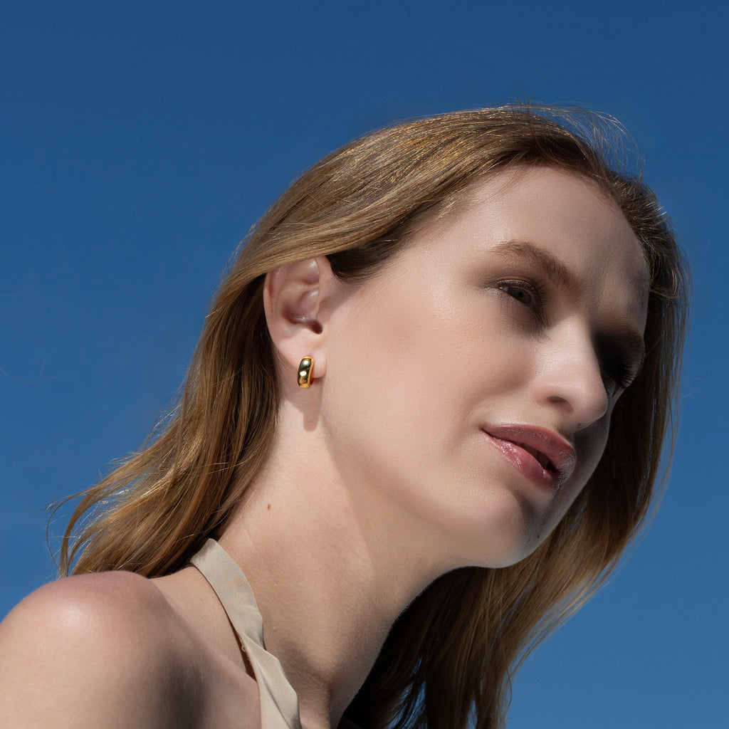 Gold Bold Huggie Hoop Earrings Set