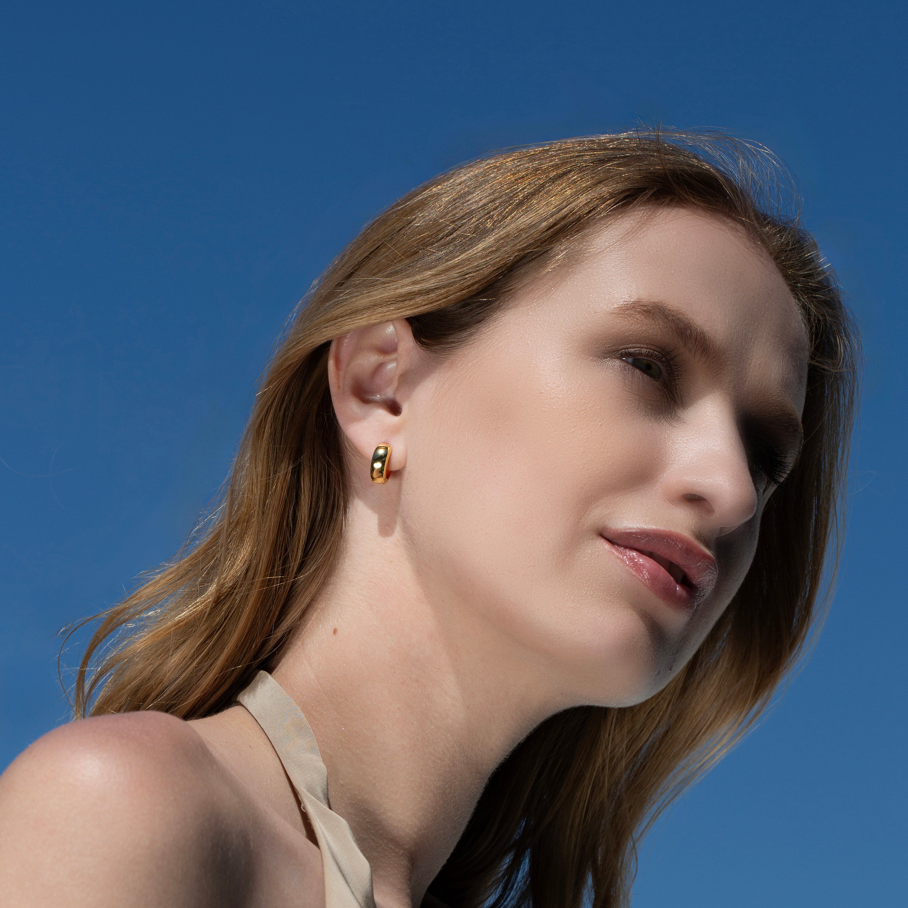 Gold Bold Huggie Hoop Earrings Set