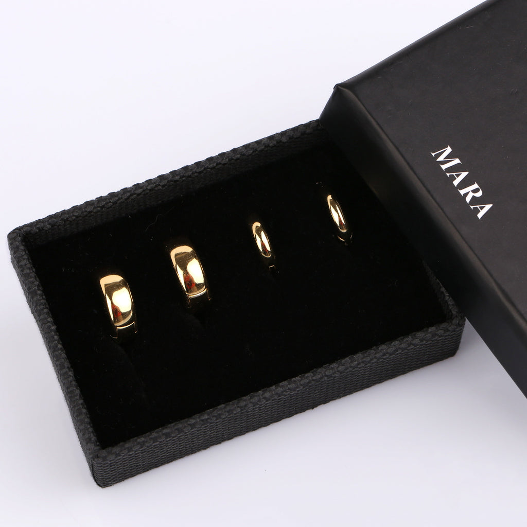 Gold Bold Huggie Hoop Earrings Set