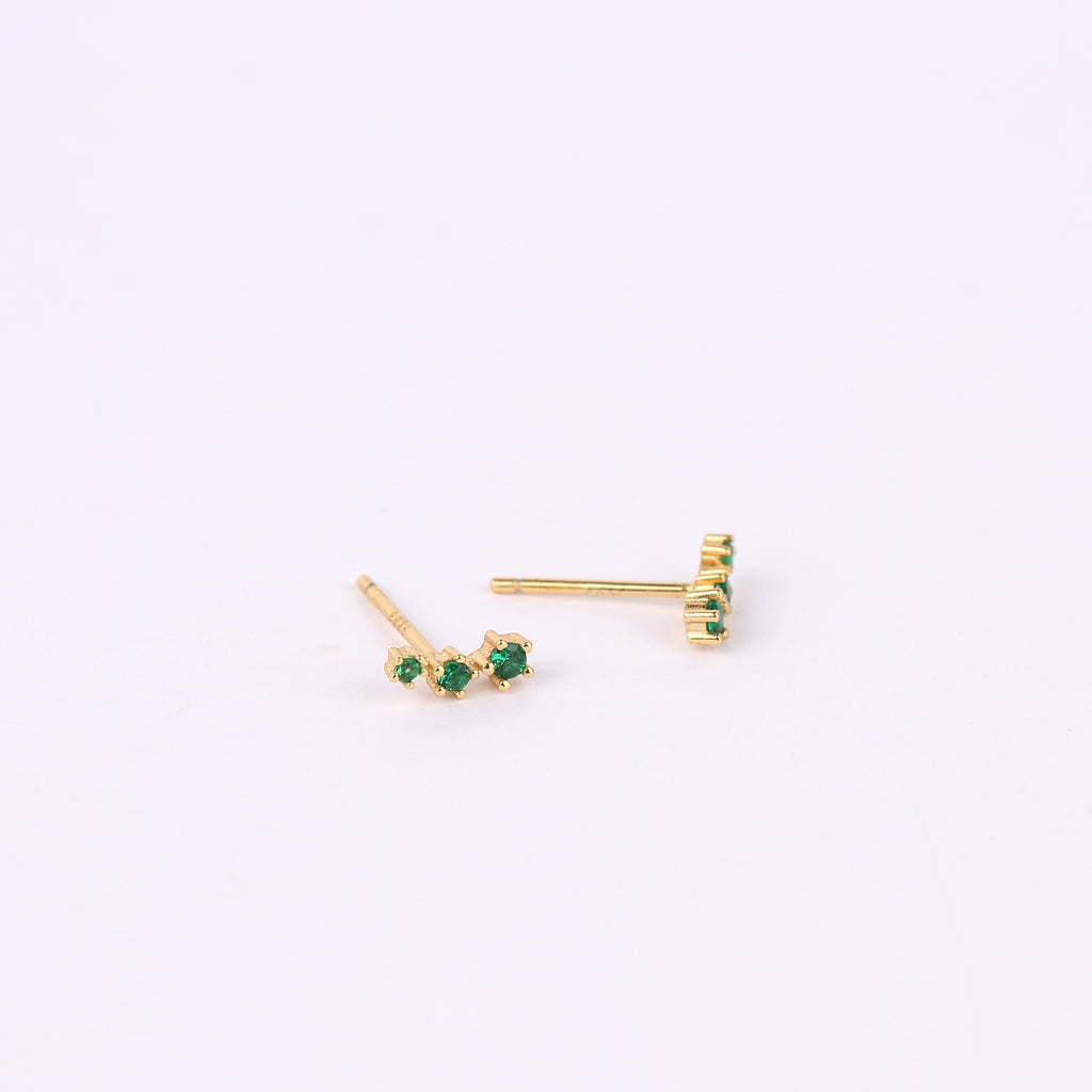 Dangling Emerald Charm Hoop Earring Set