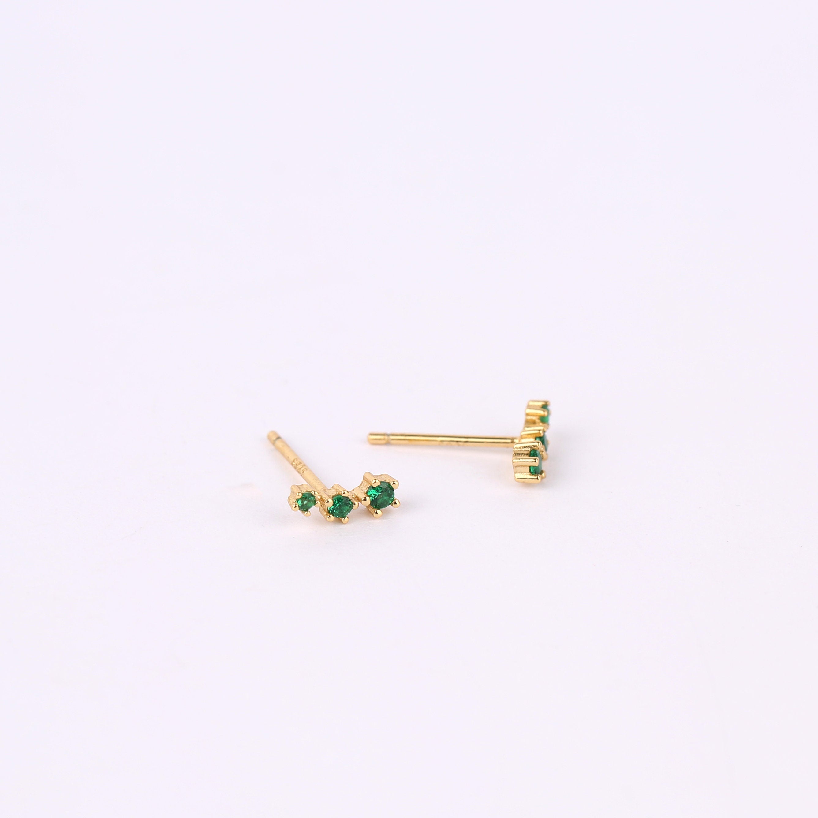 Dangling Emerald Charm Hoop Earring Set
