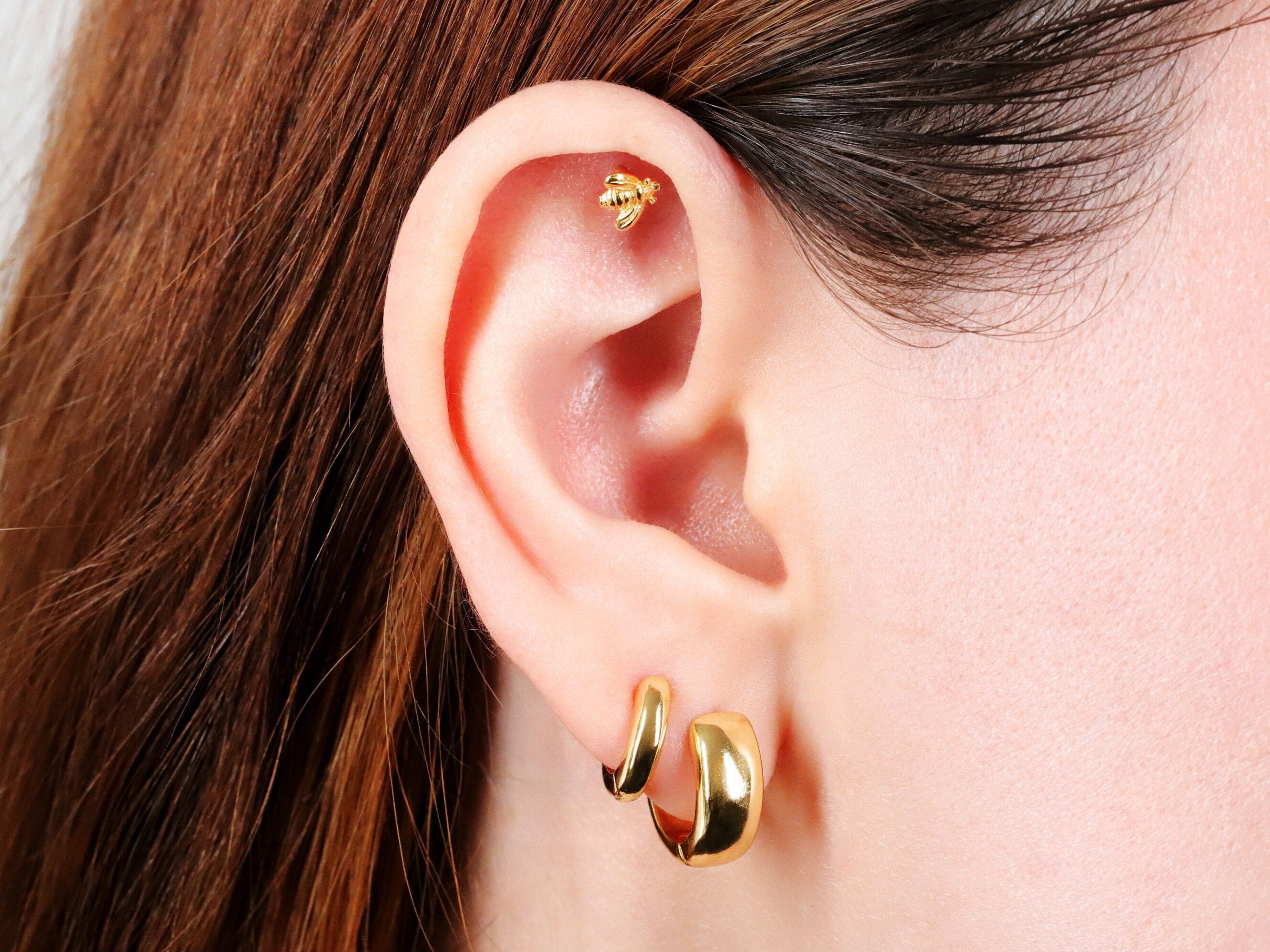 Gold Bold Huggie Hoop Earrings Set