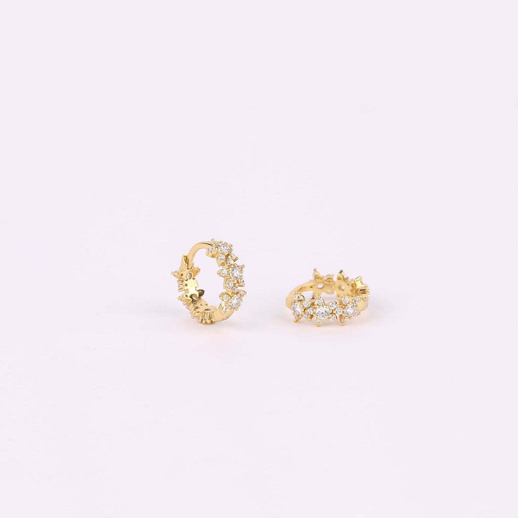 Tiny Sparkling Huggie Hoop Earrings Set