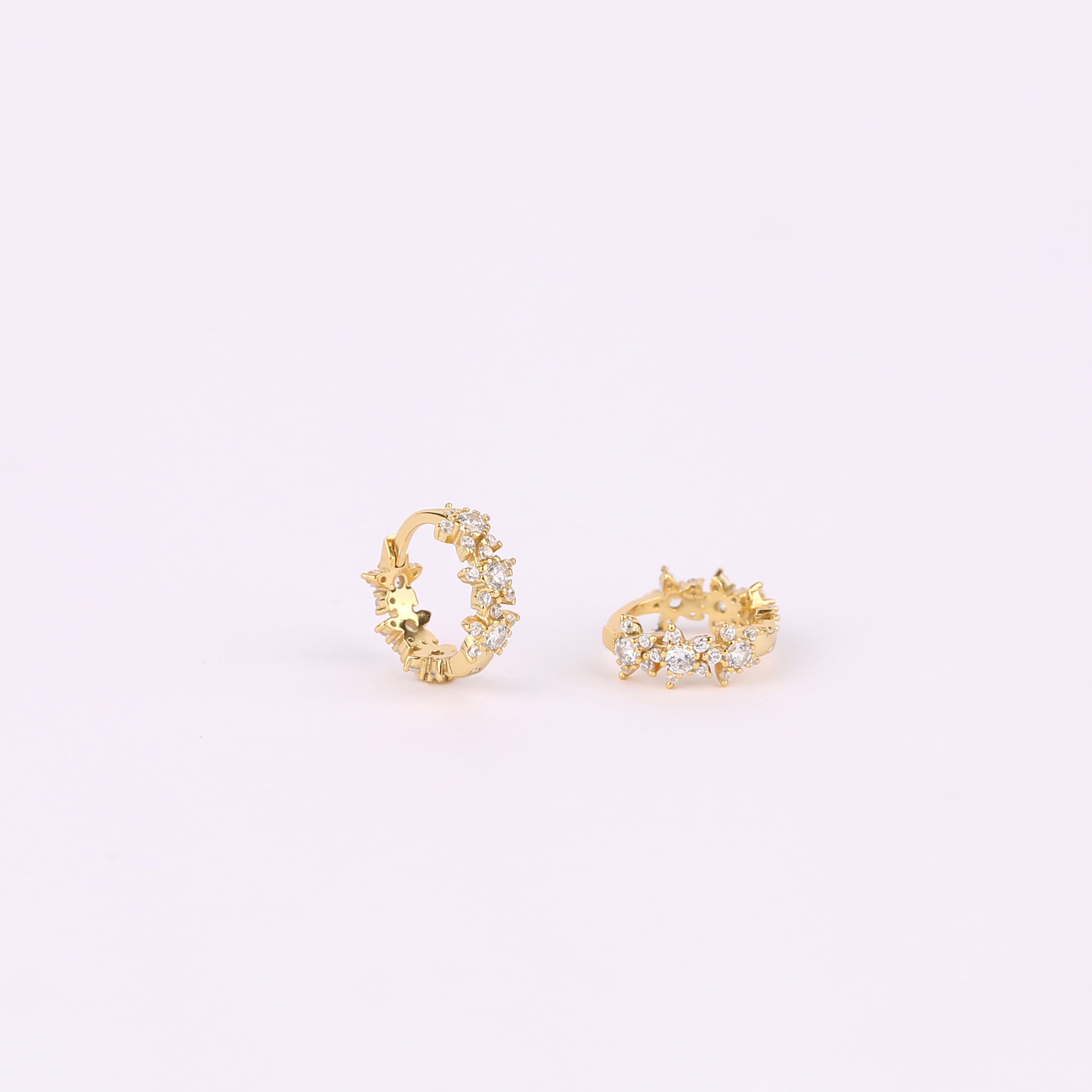 Tiny Sparkling Huggie Hoop Earrings Set