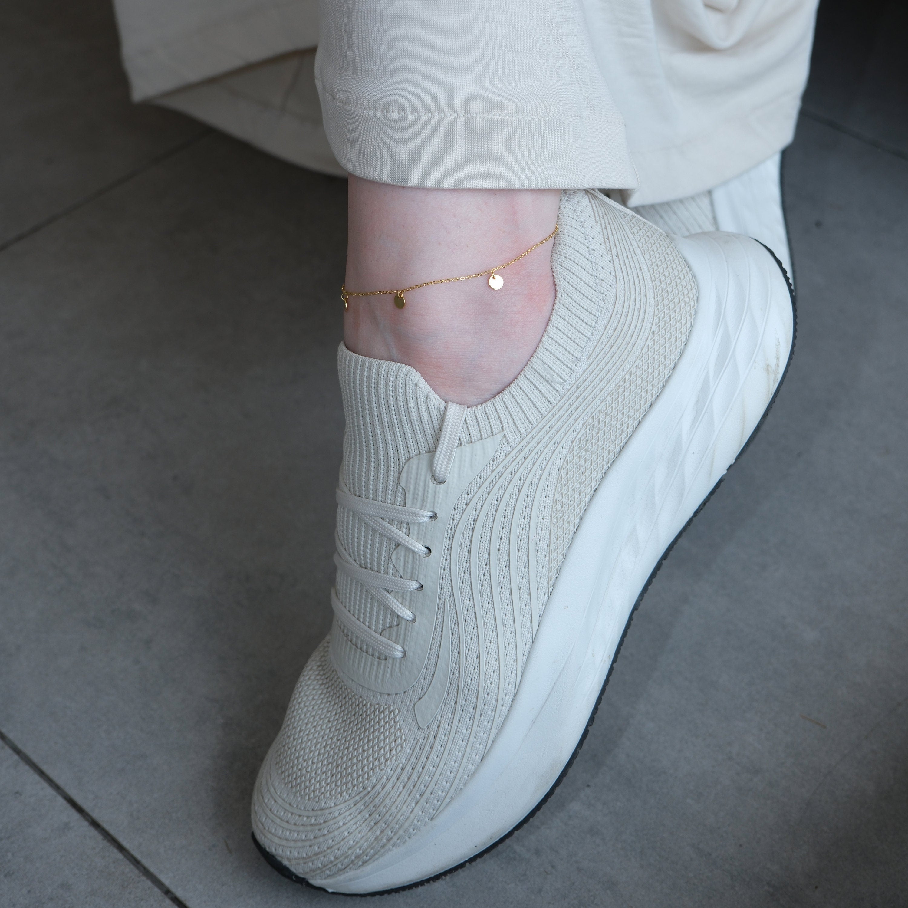 Sterling Silver Dangling Coin Anklet