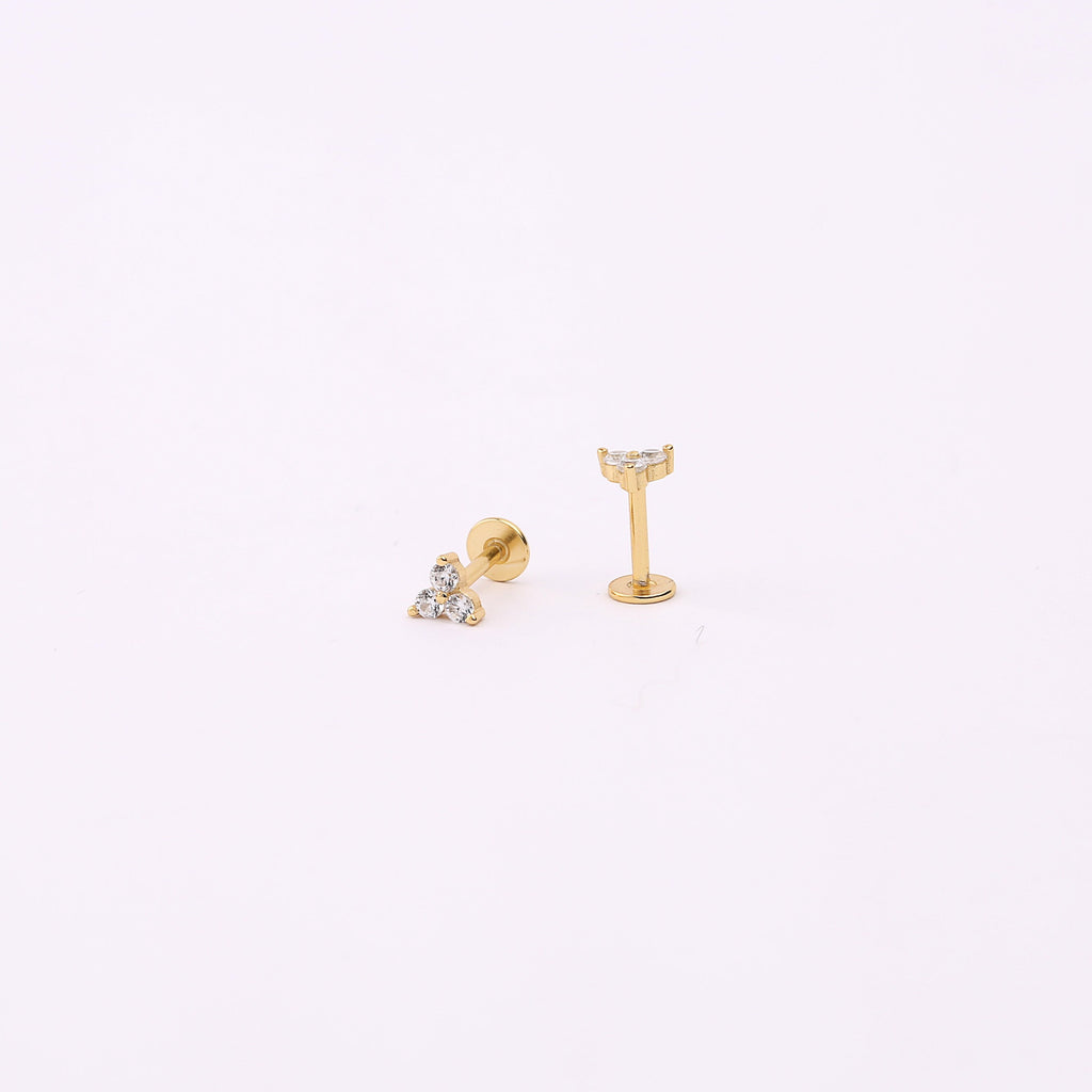 Dainty Flower Threadless Push Pin Gold Flat Back Labret Stud