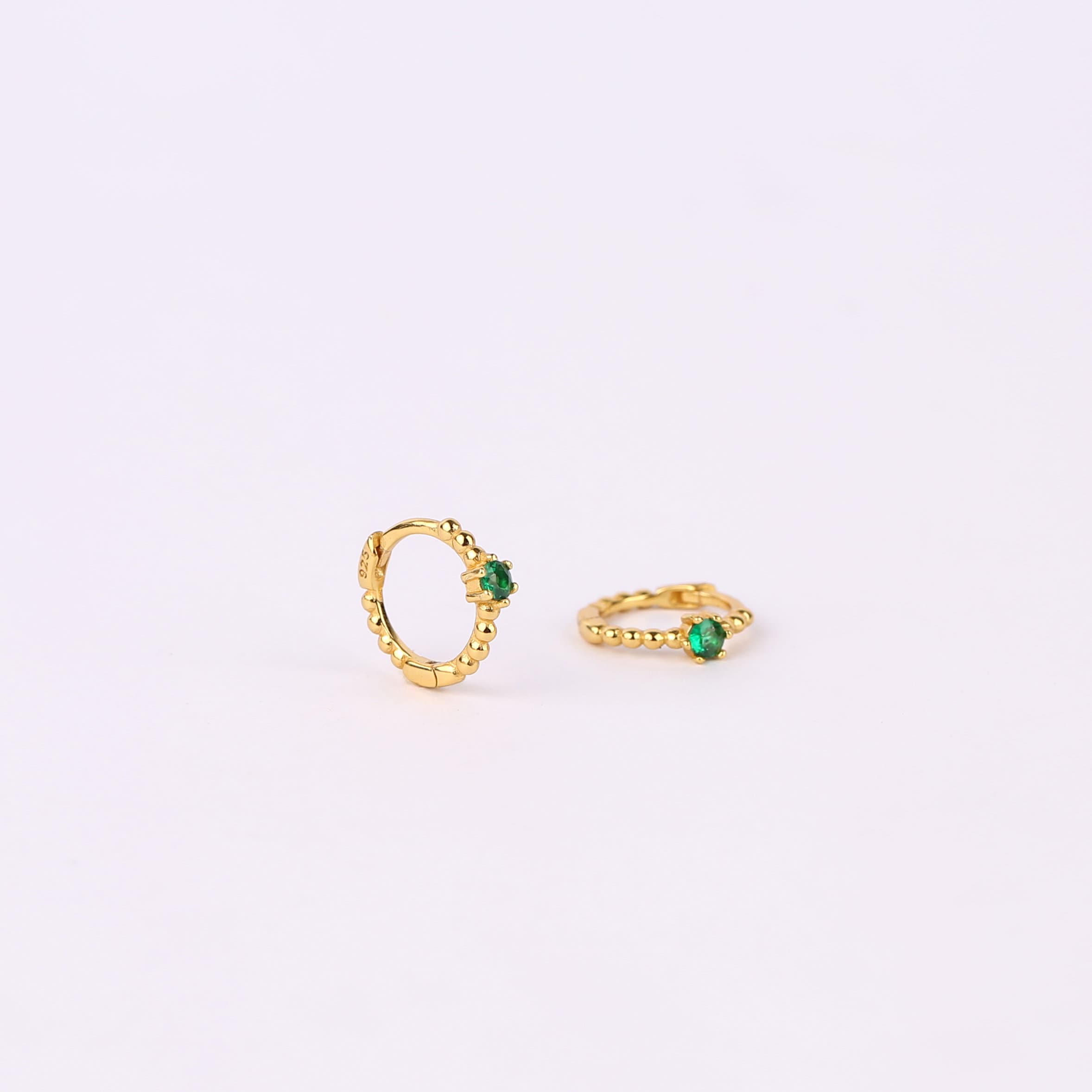 Gold Turquoise Charm Huggie Drop Hoop Earrings Set