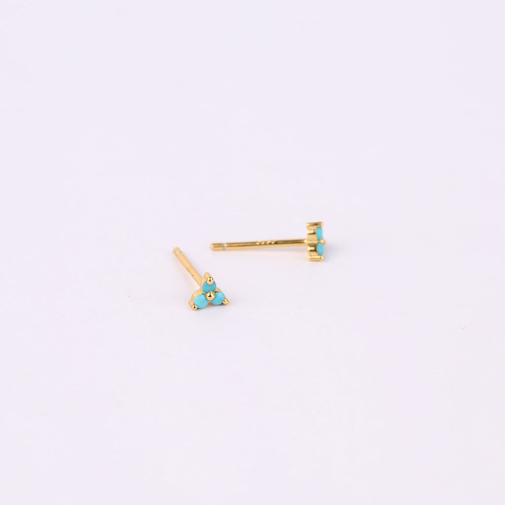 Gold Turquoise Charm Huggie Drop Hoop Earrings Set