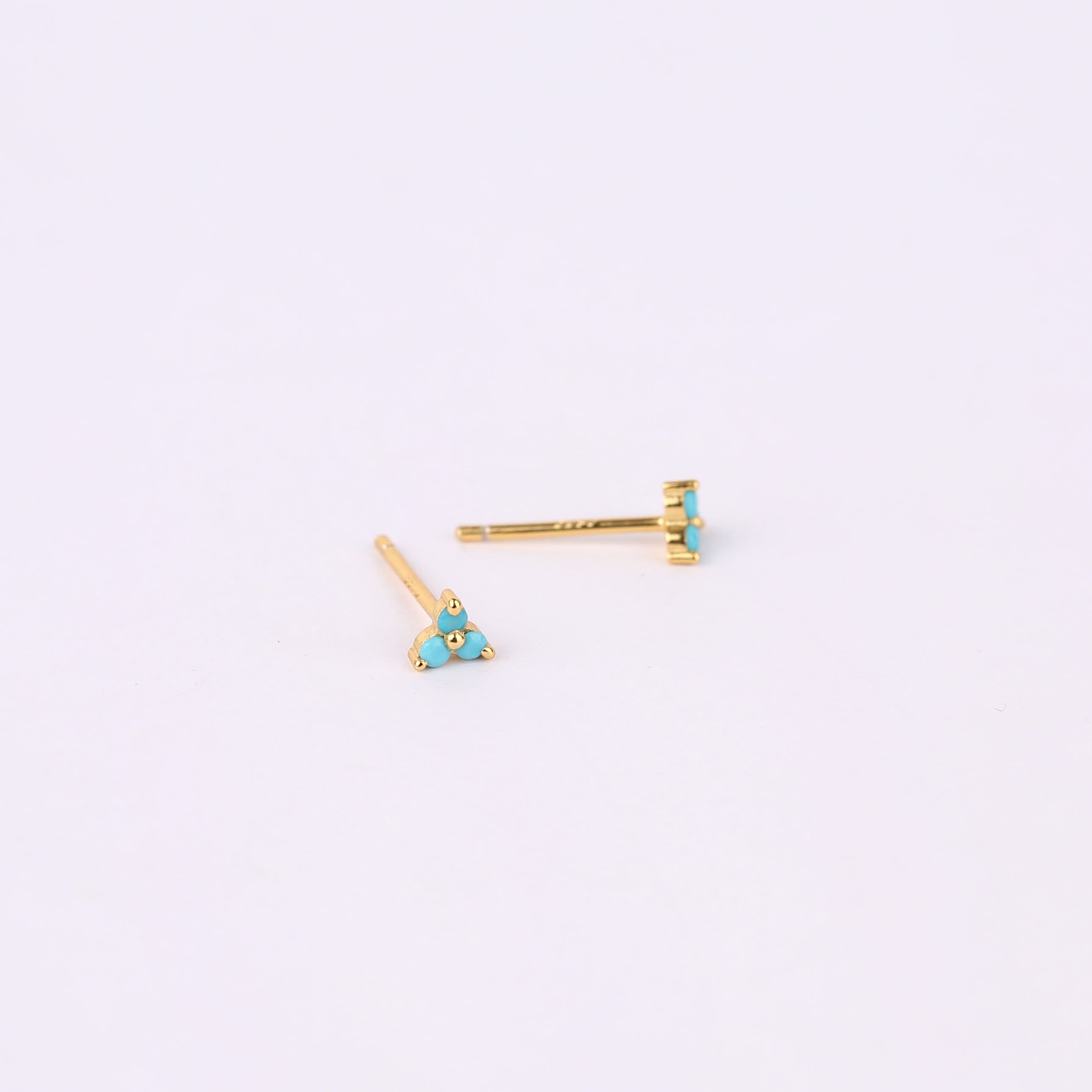 Gold Turquoise Charm Huggie Drop Hoop Earrings Set