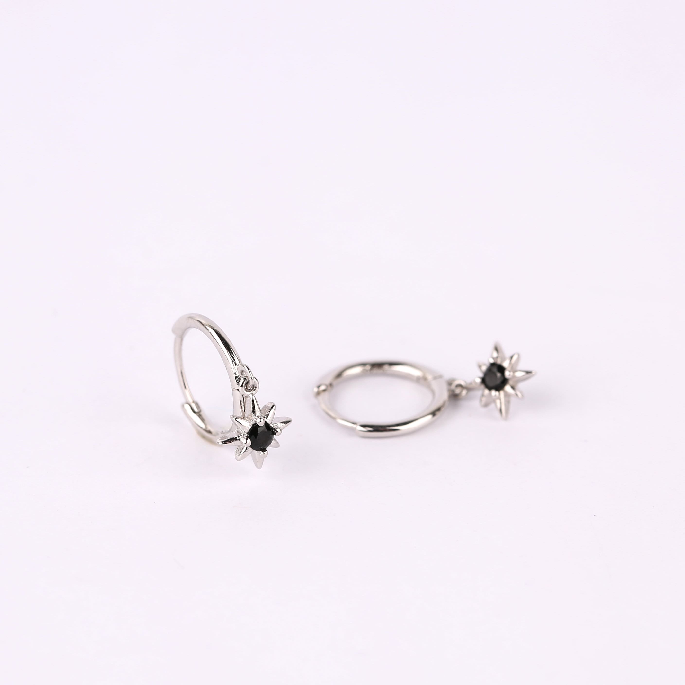 North Star Dangle Hoop Earrings