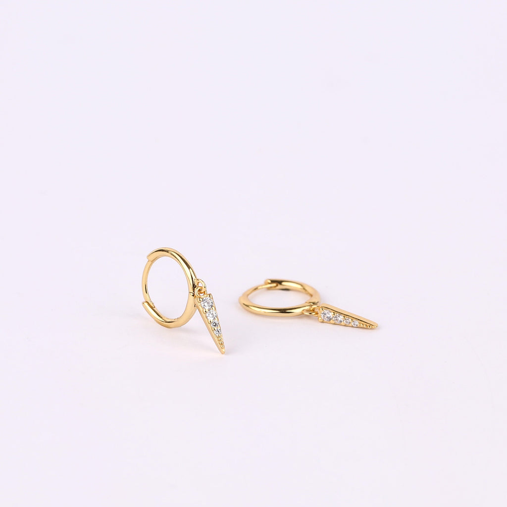 Black Stone Spike Hoop Earrings