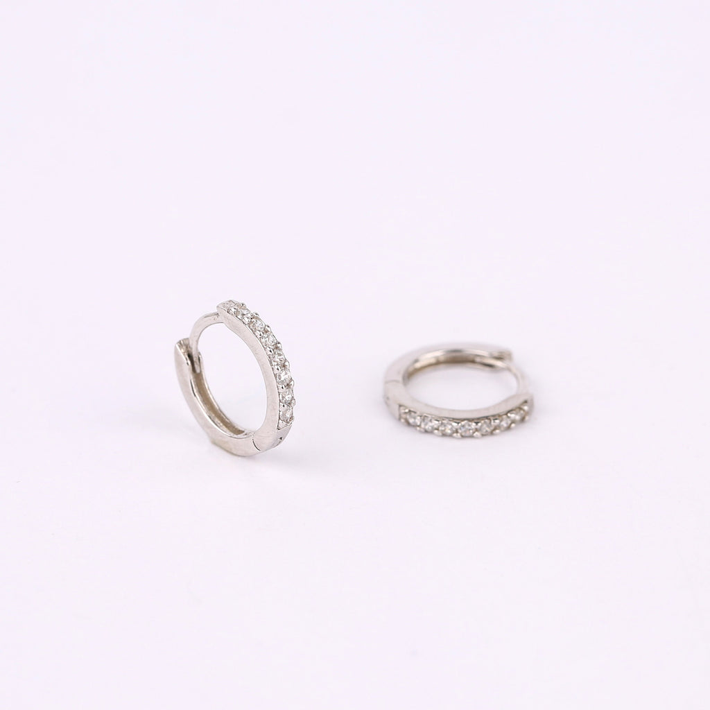 Diamond CZ Beaded Gold Huggie Hoop Earrings Set for Multiple