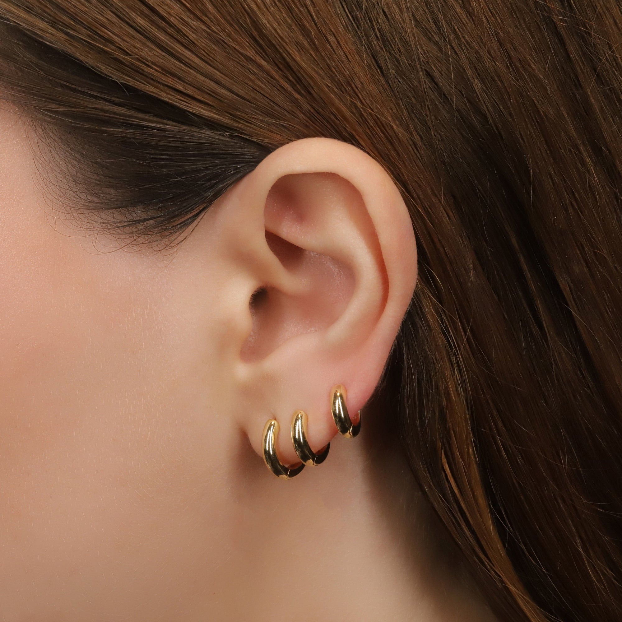Sterling Silver Thick Huggie Hoop Earrings