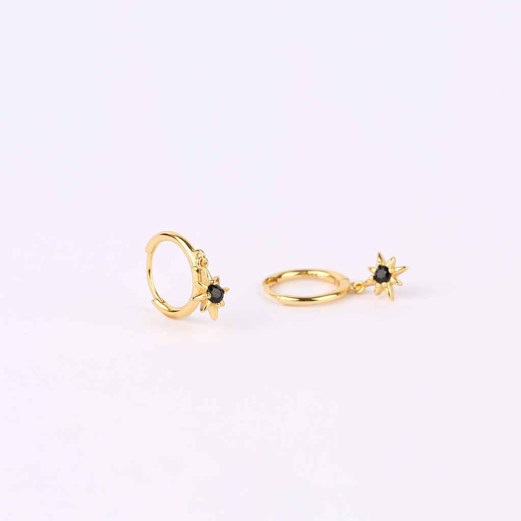 Tiny Star Charm Dangle Hoop Earrings Set