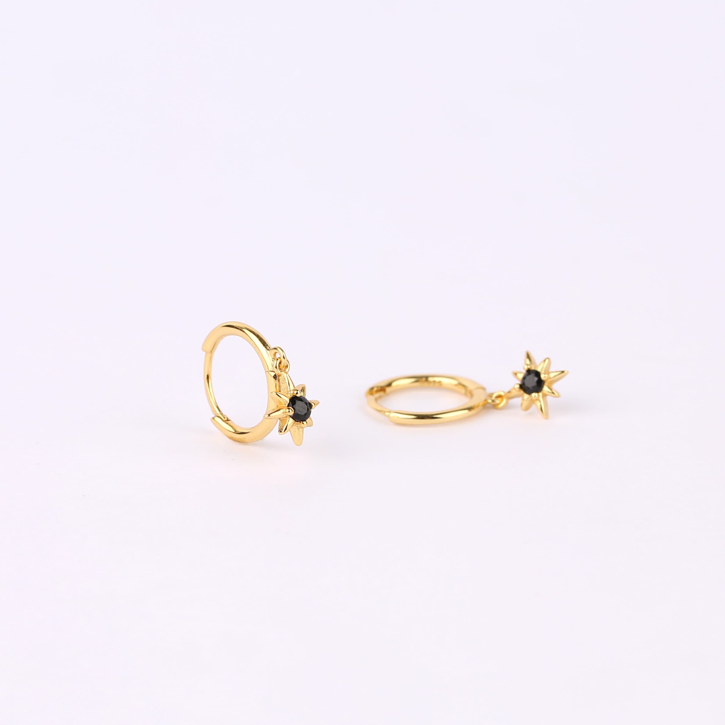 Tiny Star Charm Dangle Hoop Earrings Set