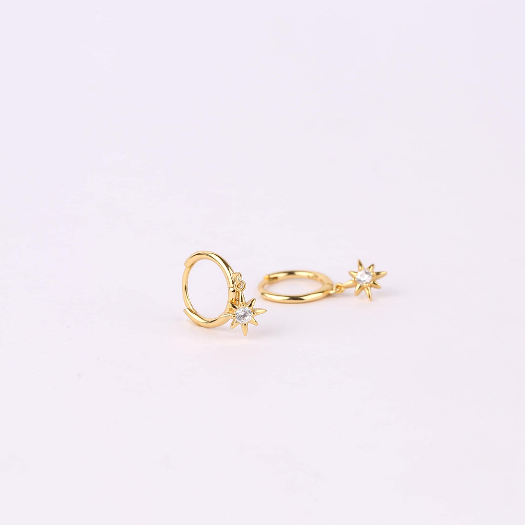Tiny Star Charm Dangle Hoop Earrings Set