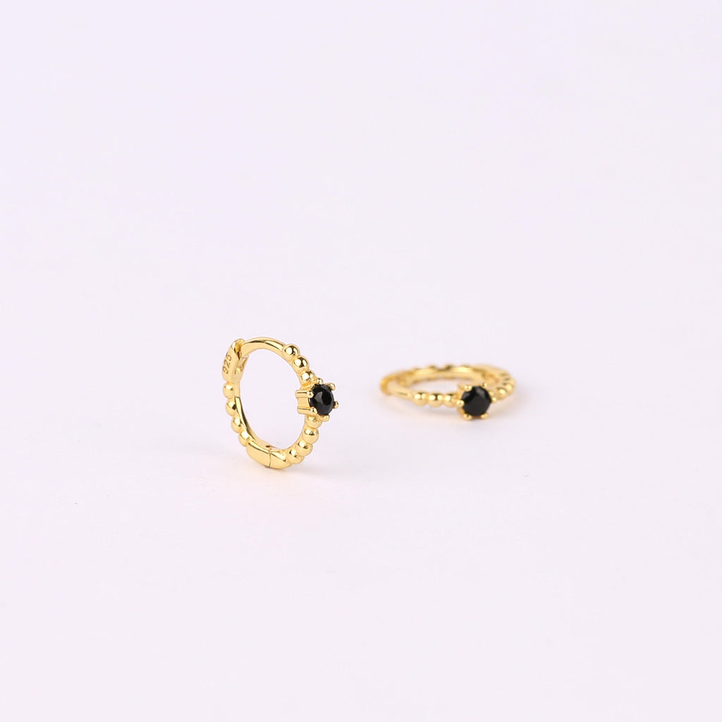 Gold Turquoise Charm Huggie Drop Hoop Earrings Set