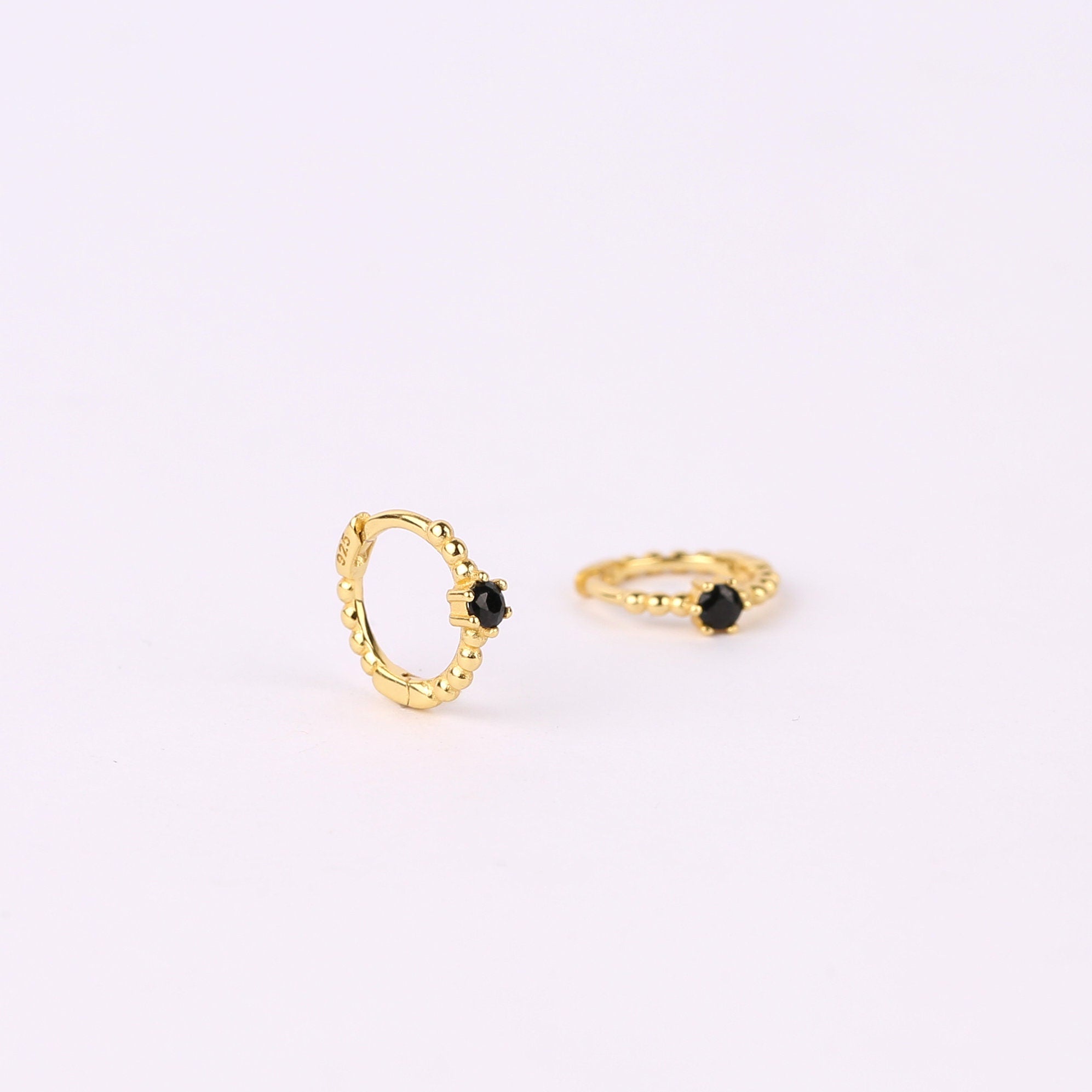Gold Turquoise Charm Huggie Drop Hoop Earrings Set