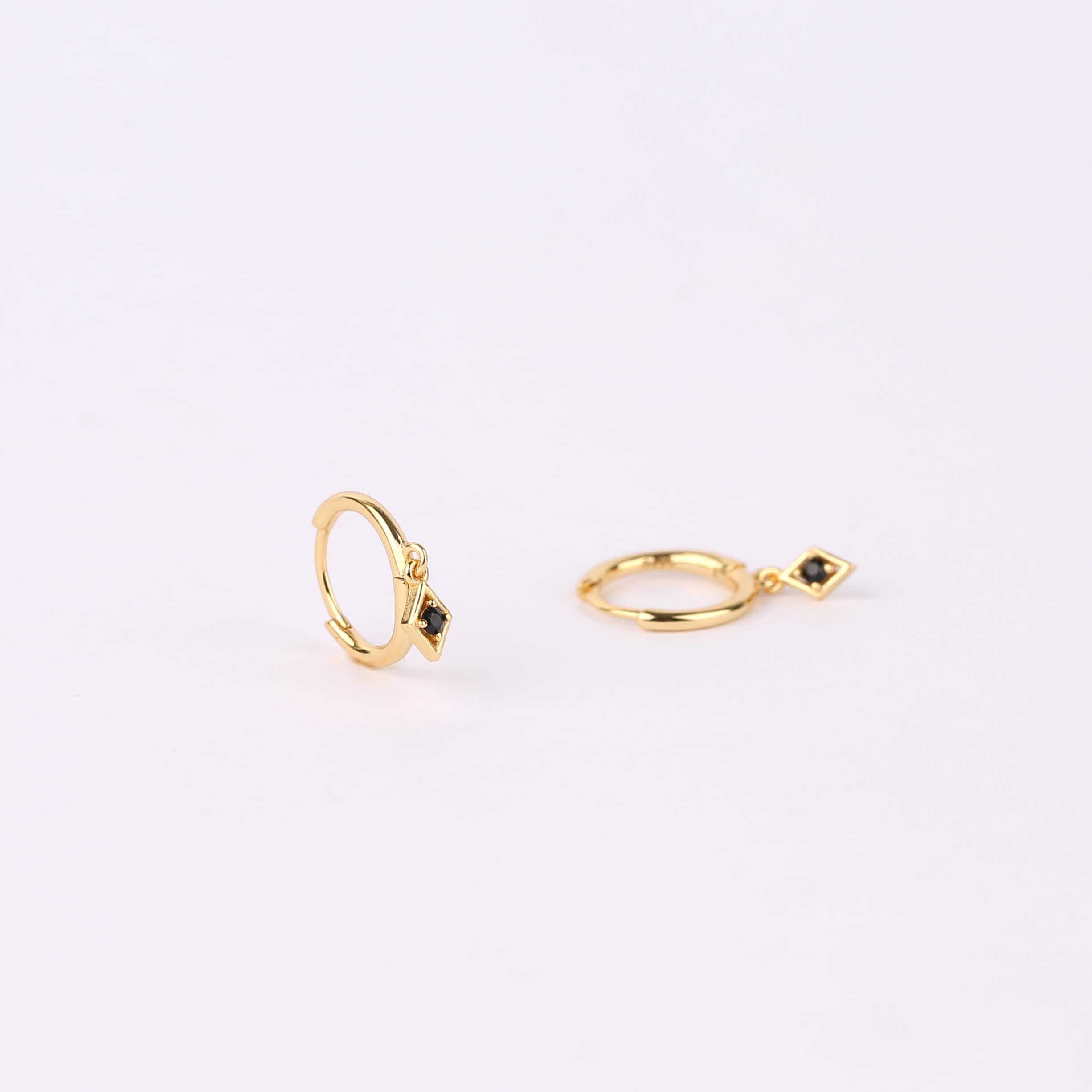 Gold Turquoise Charm Huggie Drop Hoop Earrings Set