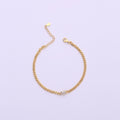 Sterling Silver Link Chain Bracelet with Baguette Cut CZ
