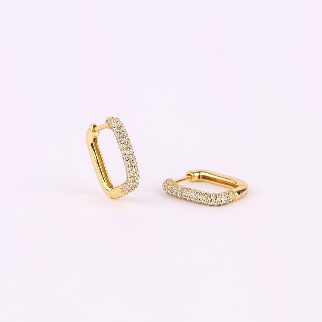 Dainty Gold Link Huggie Hoop Earrings Set