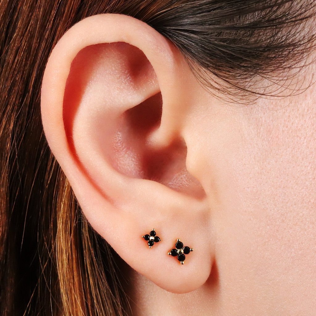 Tiny Emerald Flower Stud Earrings