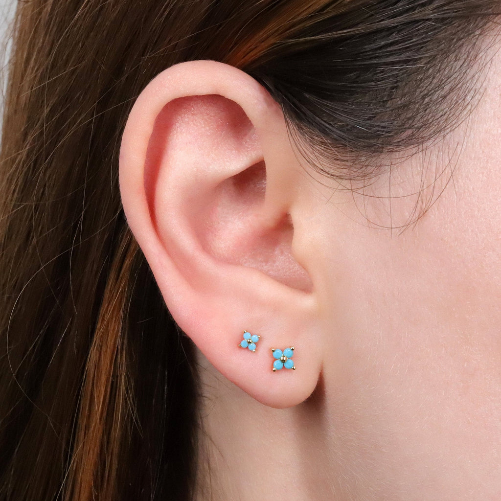 Tiny Emerald Flower Stud Earrings