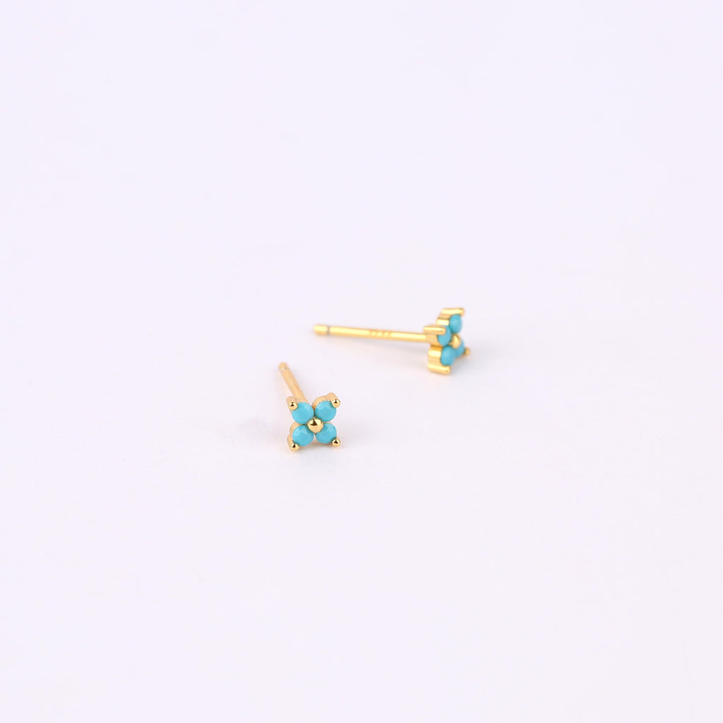 Tiny Emerald Flower Stud Earrings