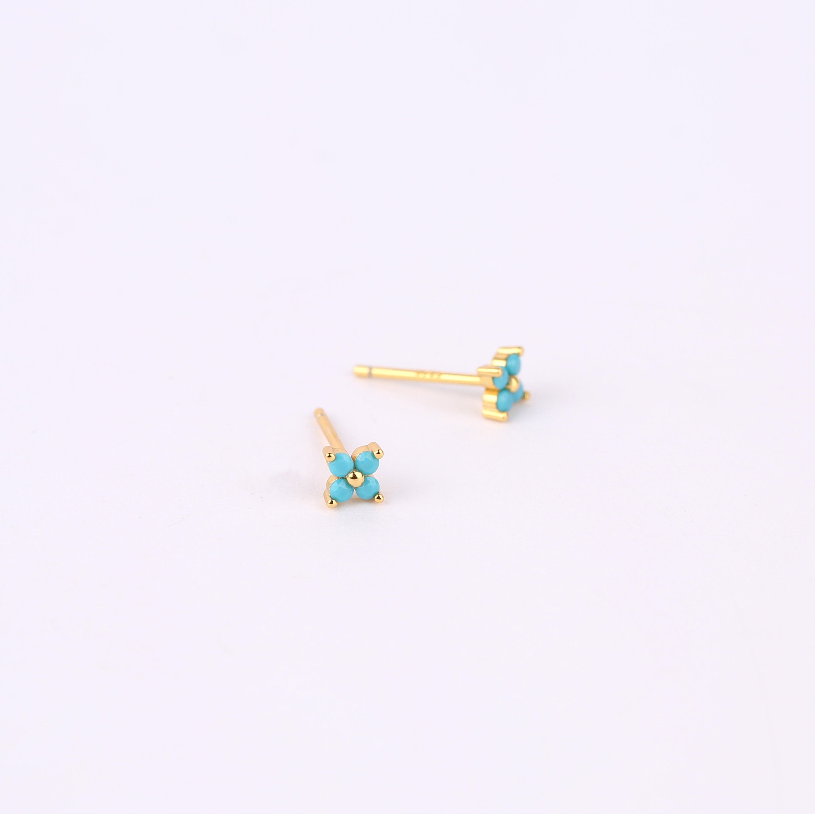 Tiny Emerald Flower Stud Earrings