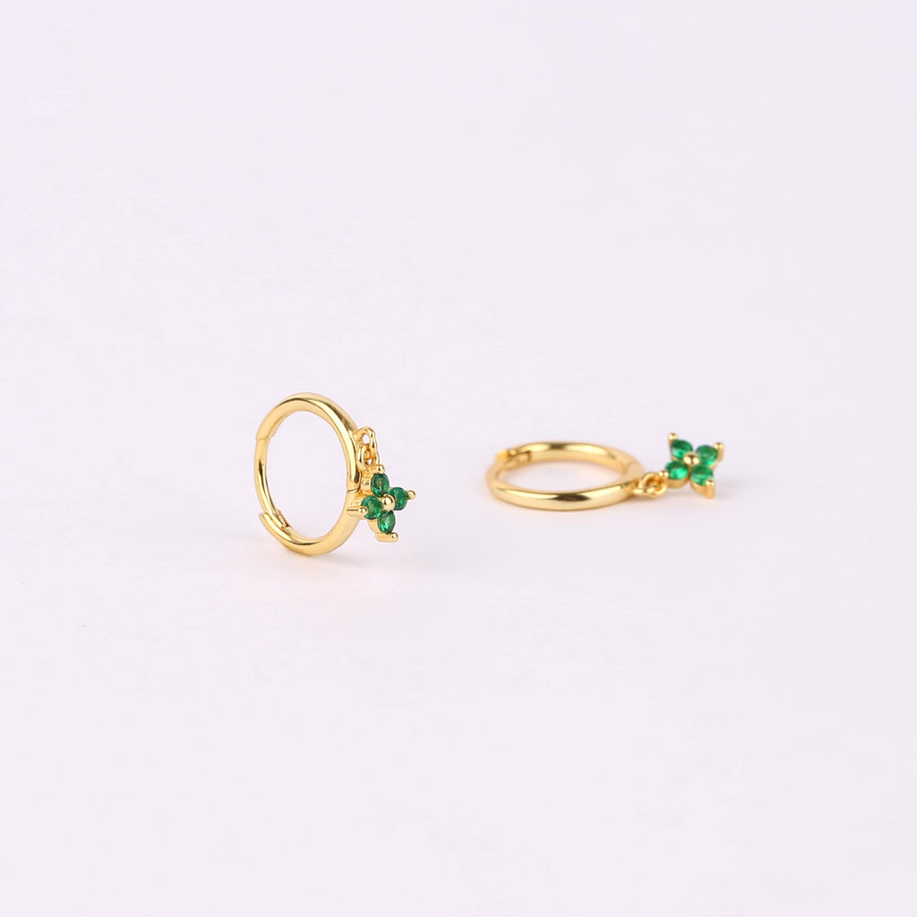 Flower Charm Hoop Earrings Set for Multiple Piercings