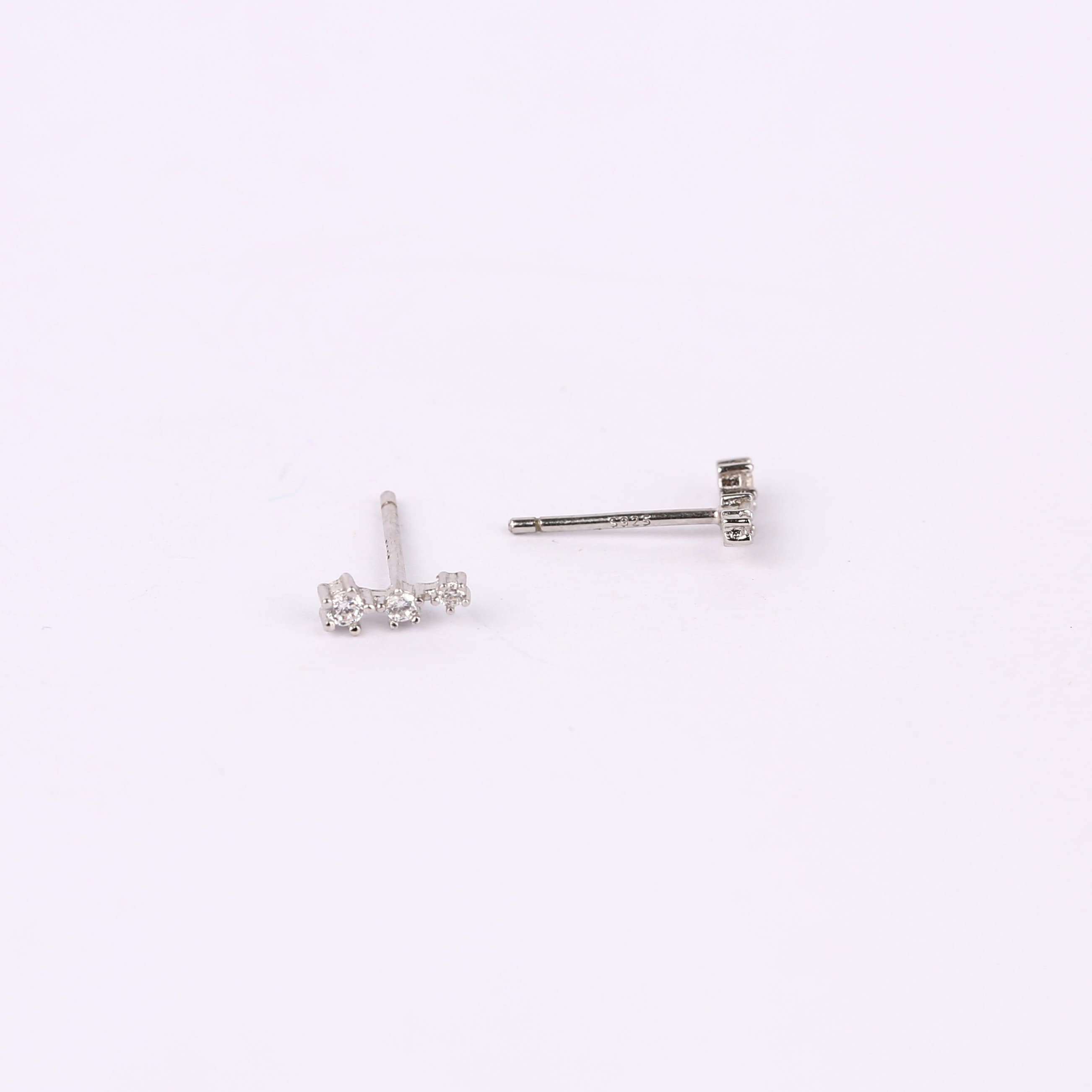 Dainty Diamond CZ Climber Stud Earrings