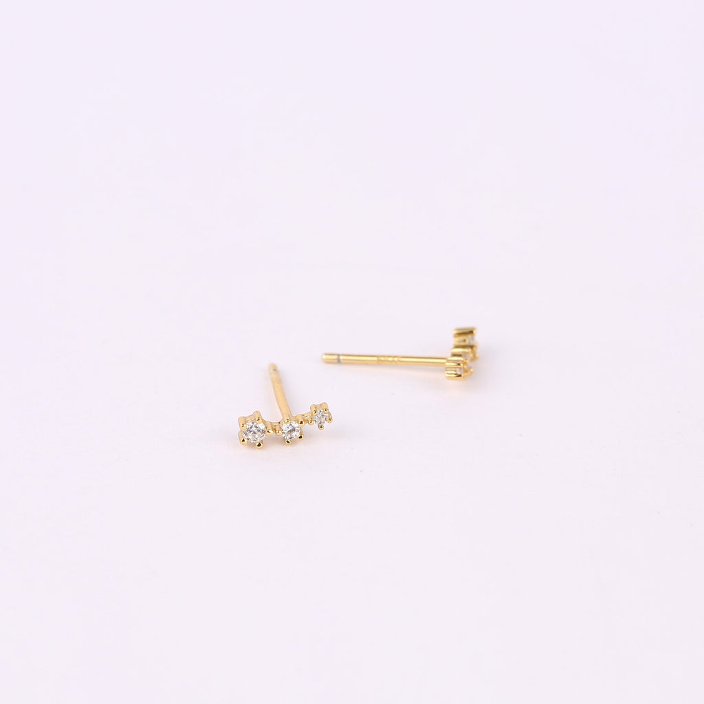 Dainty Diamond CZ Climber Stud Earrings