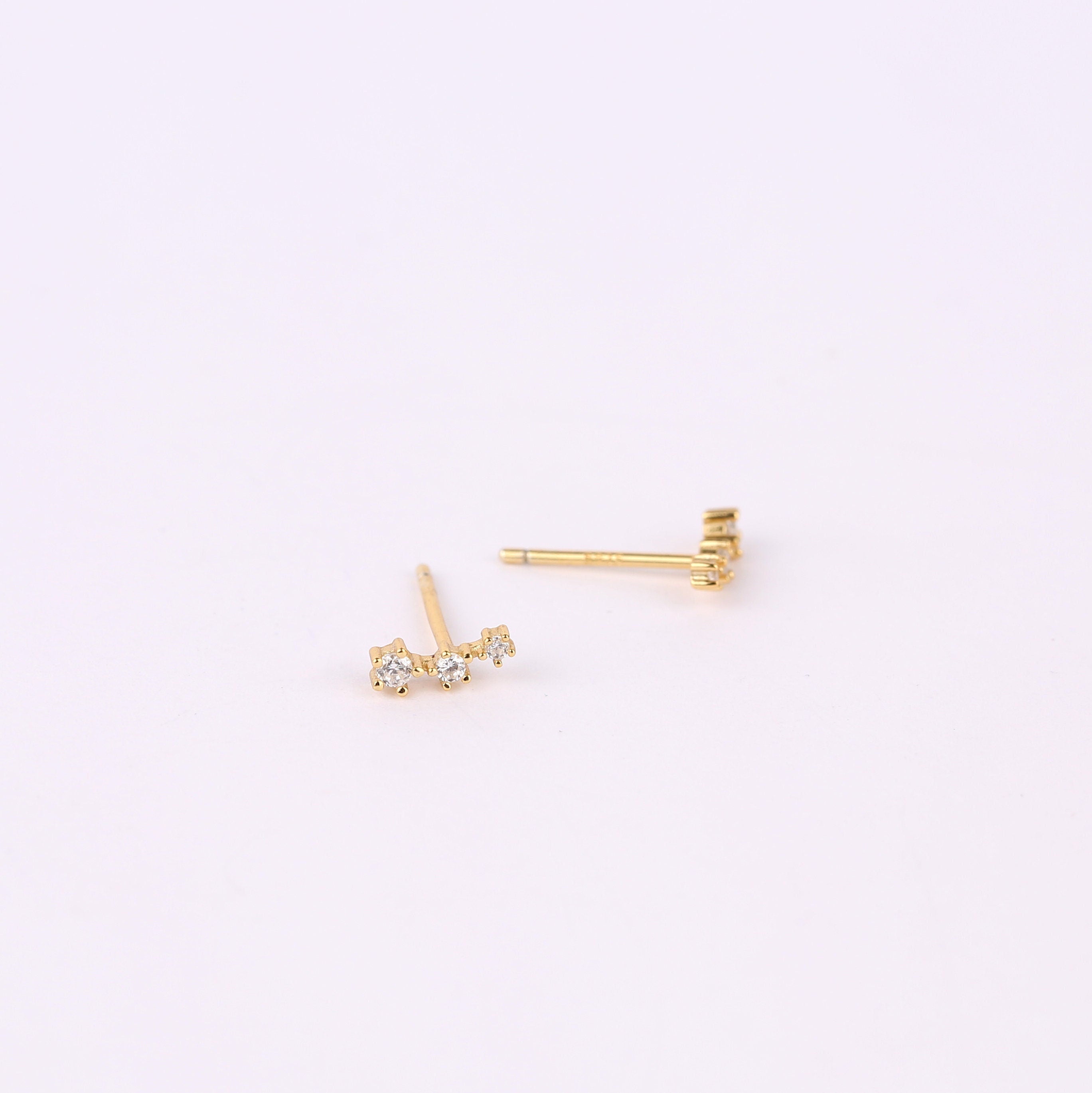 Dainty Diamond CZ Climber Stud Earrings