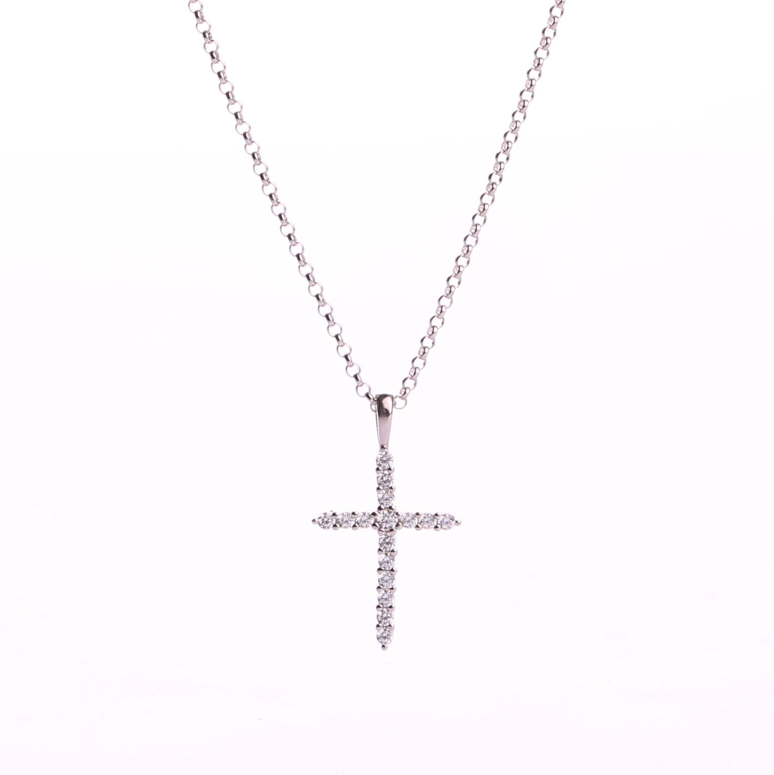 CZ Cross Necklace, Dainty Gold Silver Cross Pendant