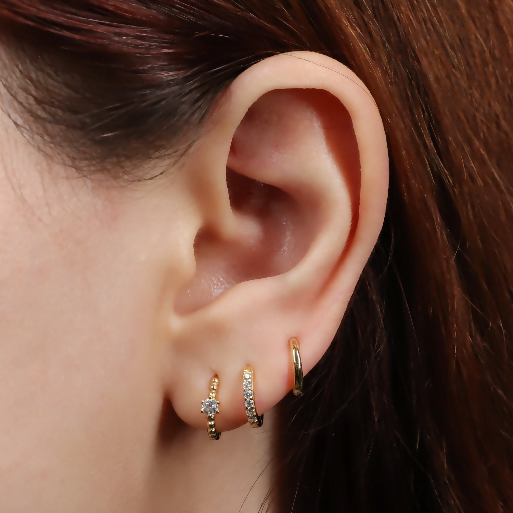Tiny CZ Diamond Huggie Hoop Earrings