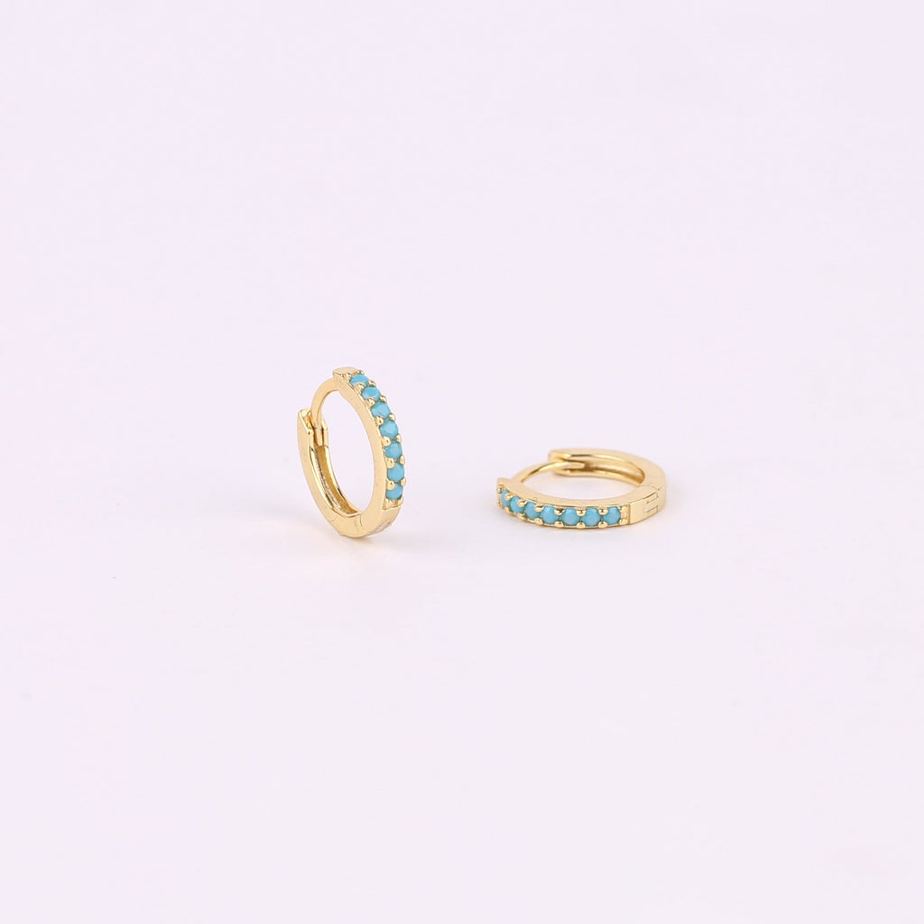 Tiny Turquoise Huggie Hoop Earrings
