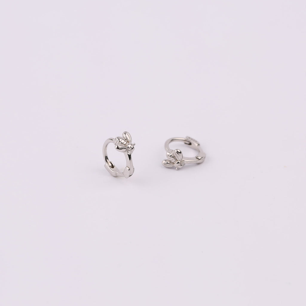 Tiny Bee Huggie Hoop Earrings