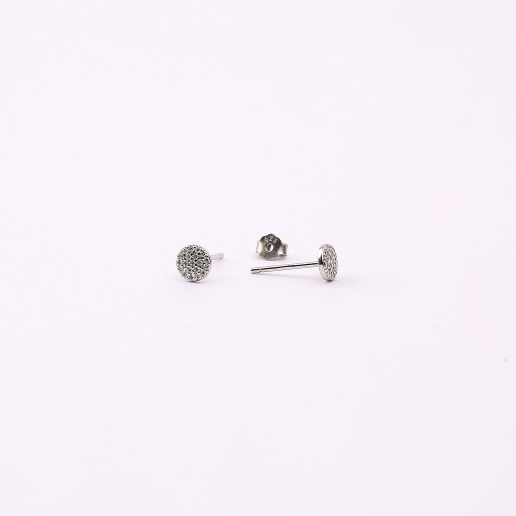 Pave Disc Stud Earrings