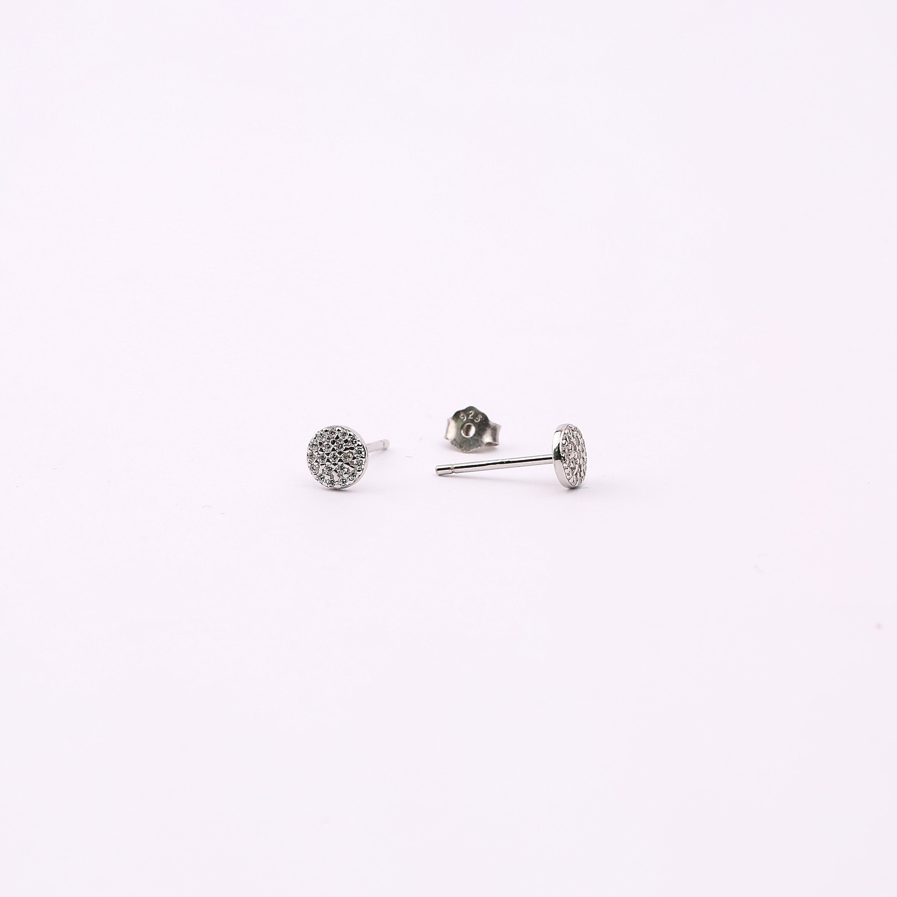 Pave Disc Stud Earrings
