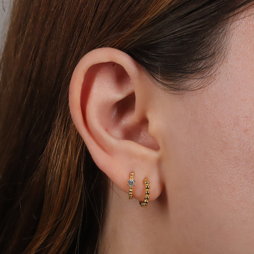 Beaded Huggie Hoop Earrings