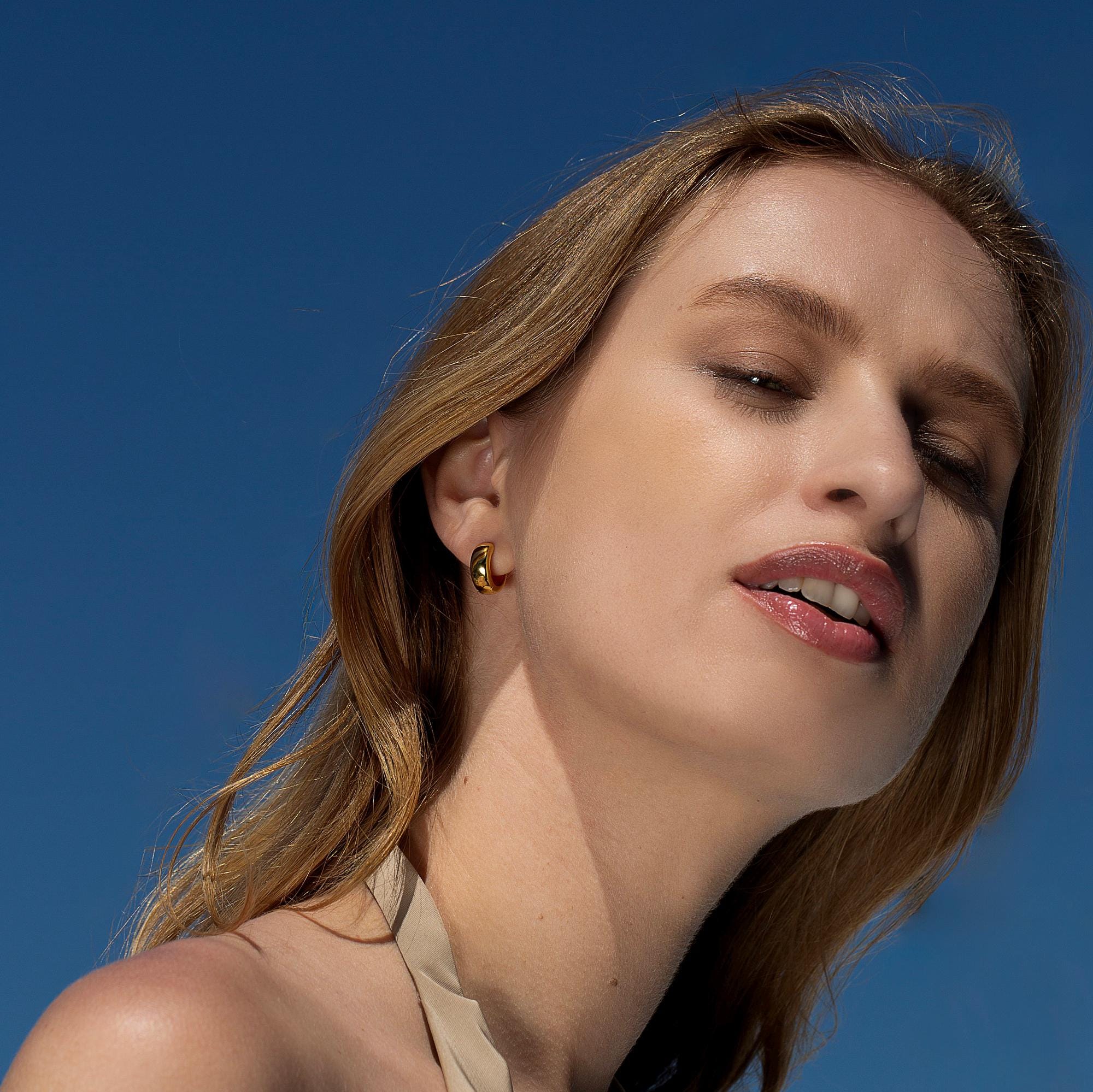 Chunky Gold Huggie Hoop Earrings