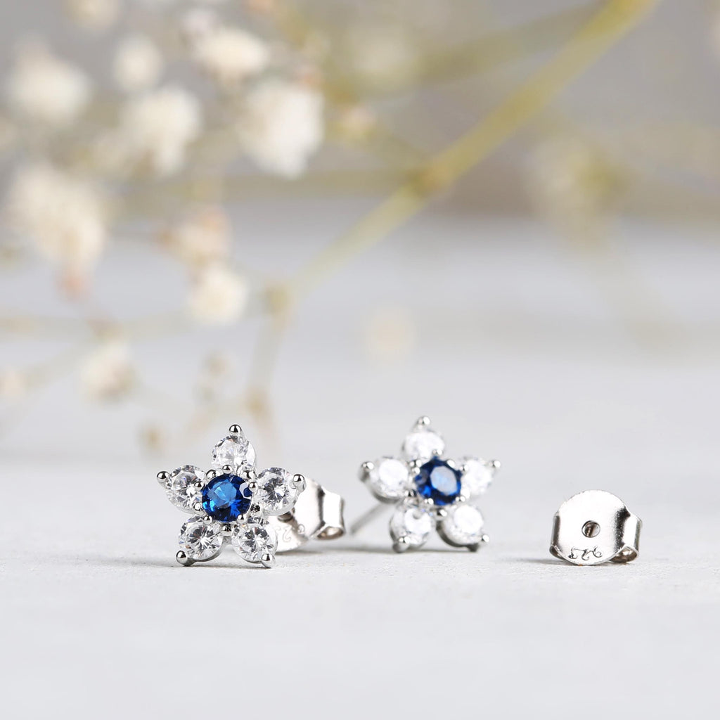 Sapphire Flower Stud Earrings