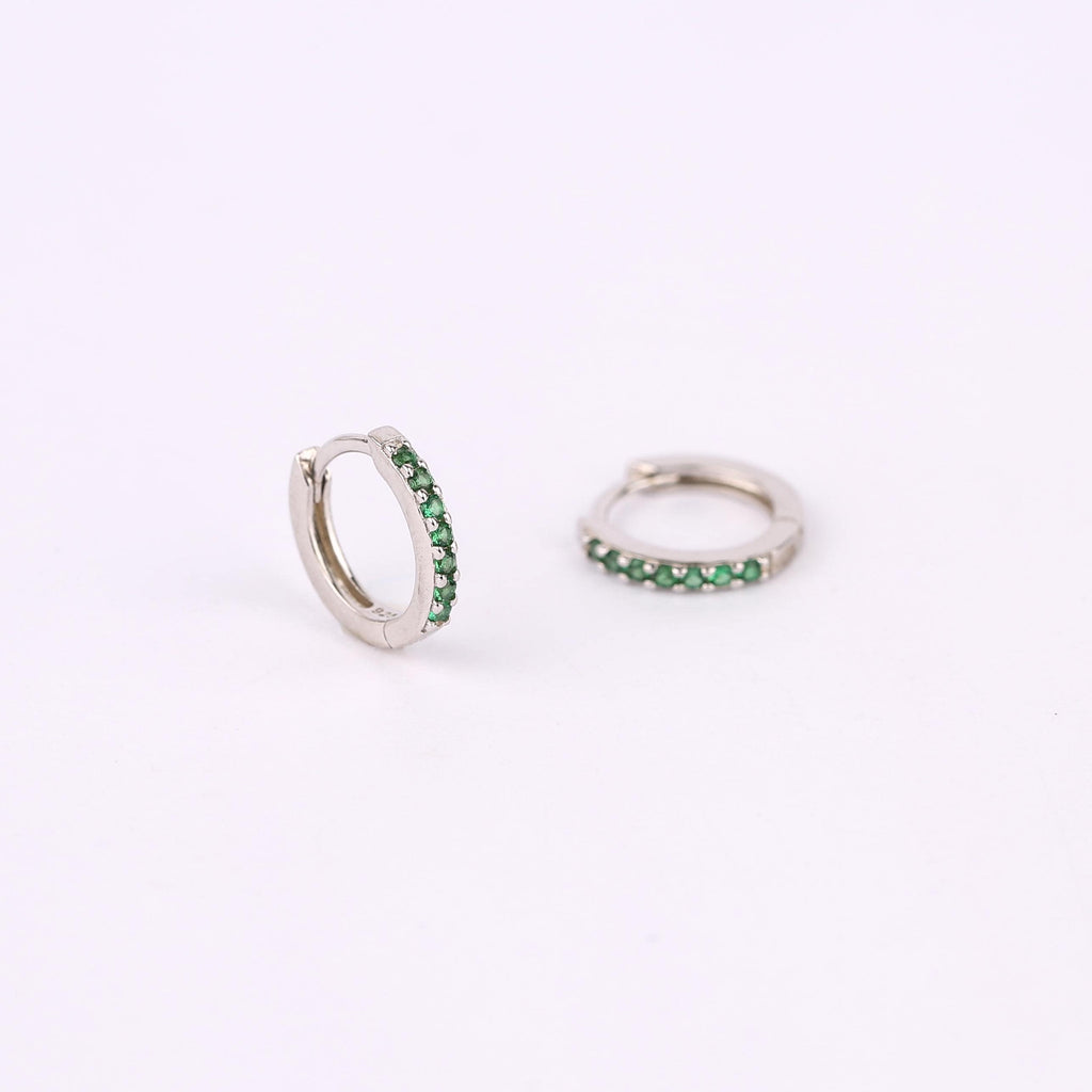 Emerald Green Huggie Hoop Earrings