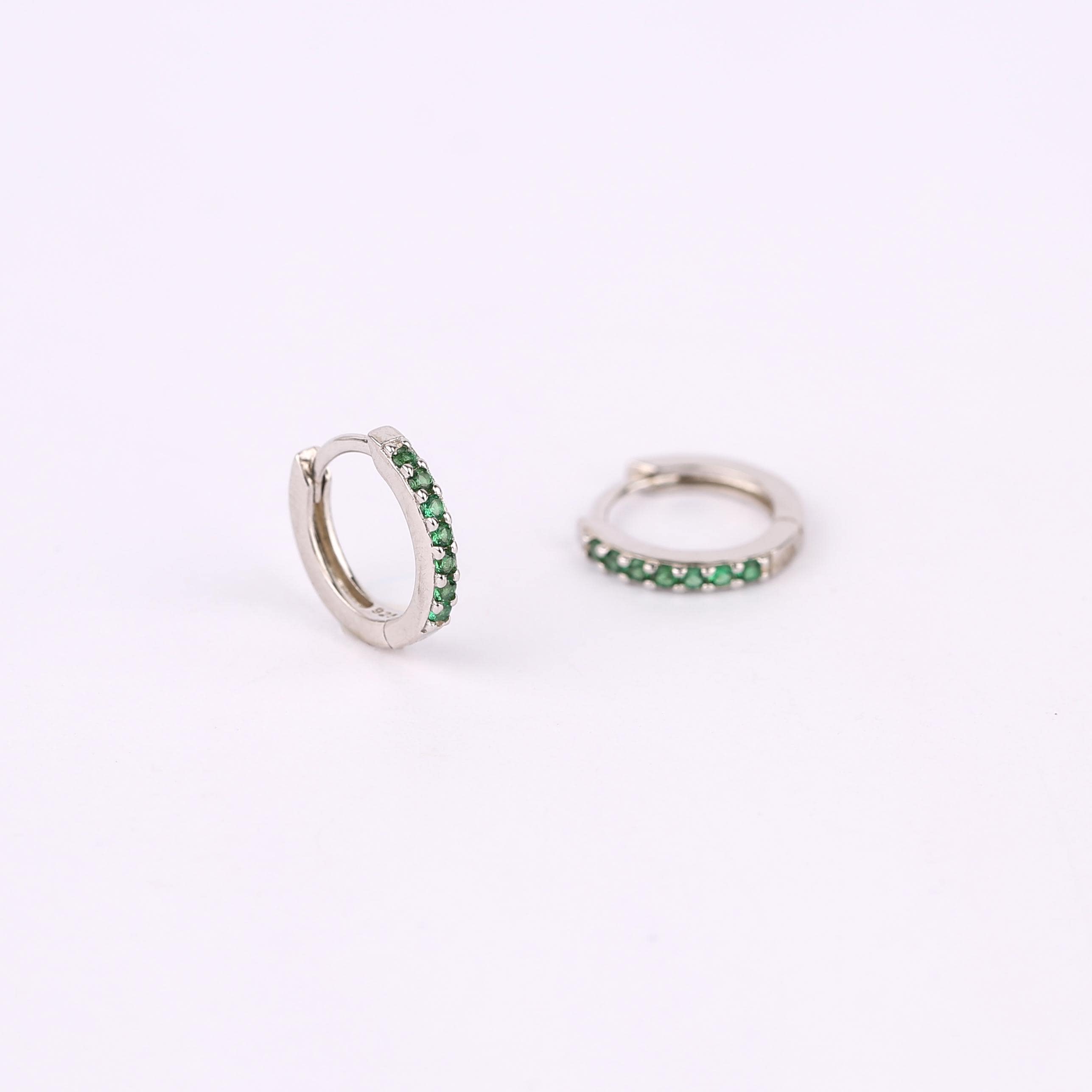 Emerald Green Huggie Hoop Earrings