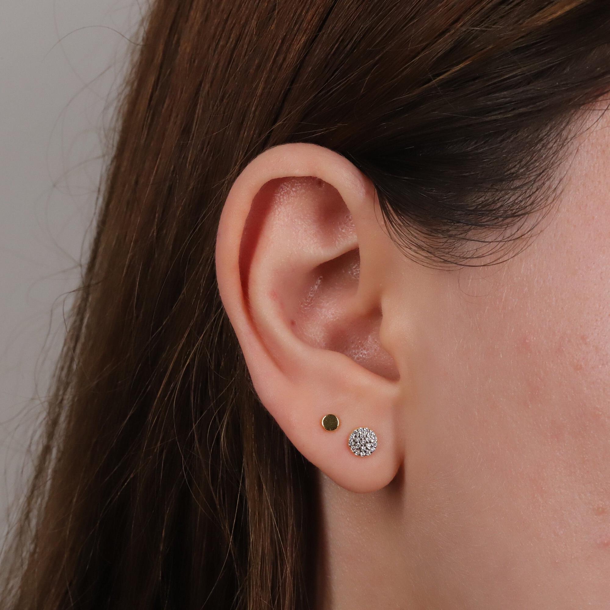 Pave Disc Stud Earrings